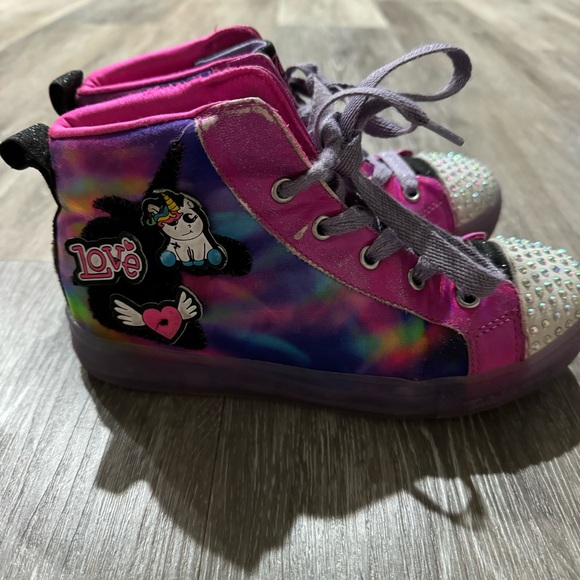 Skechers Shoes Kids High Top Sneakers Twinkle Toes Rainbow - Picture 5 of 5